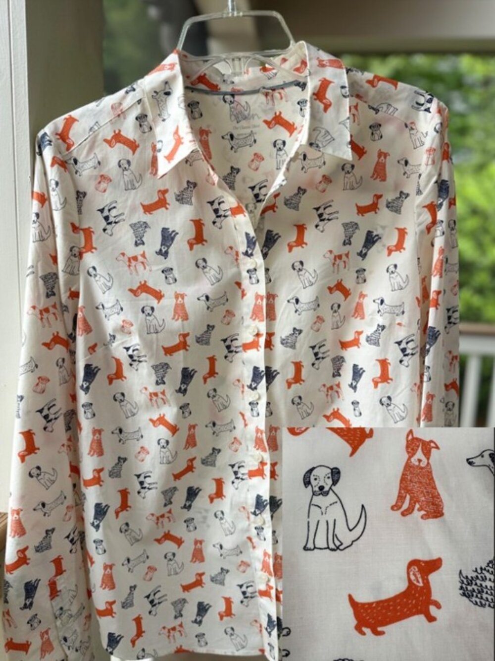 Boden Dachshund Pug Frenchie Dog Lover Novelty Print Cotton Shirt Women Sz 10